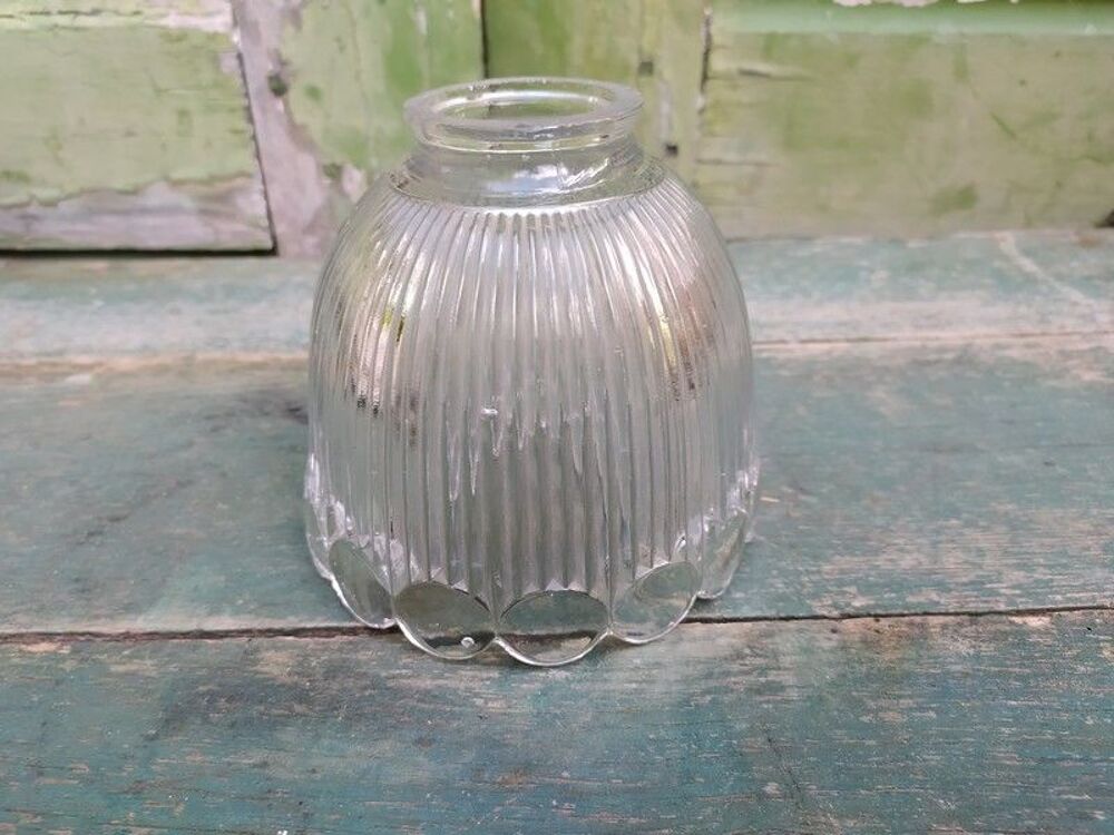 Ancienne Tulipe en verre Holophane Lampe Suspension Décoration