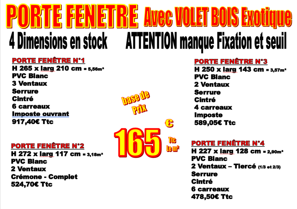 PORTE FENETRE et fen&ecirc;tre AVEC VOLET BOIS EXOTIQUE VERT - d'Occasion Bricolage