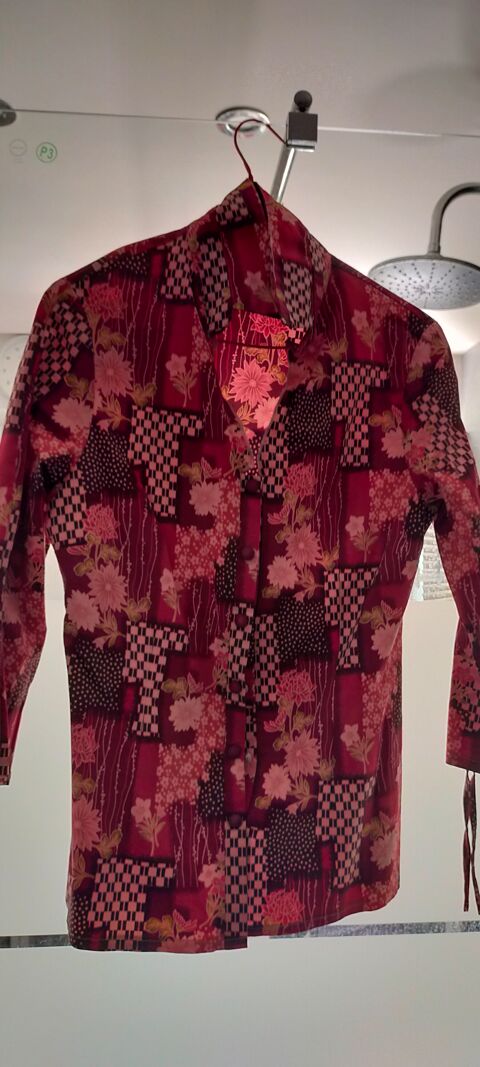 Chemisier bordeaux à fleurs  Bluzka   de jacqueline riu 8 Savigny-sur-Orge (91)