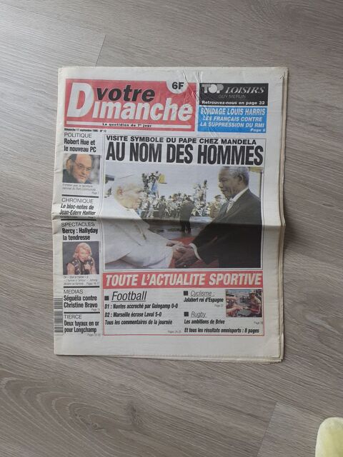 Journal Votre Dimanche JOHNNY HALLYDAY  BERCY 8 Montpellier (34)