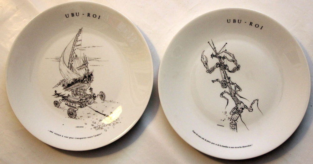 JEAN MARTIN-BONTOUX (1927-2002)
2 assiettes Limoges sign&eacute;es 
