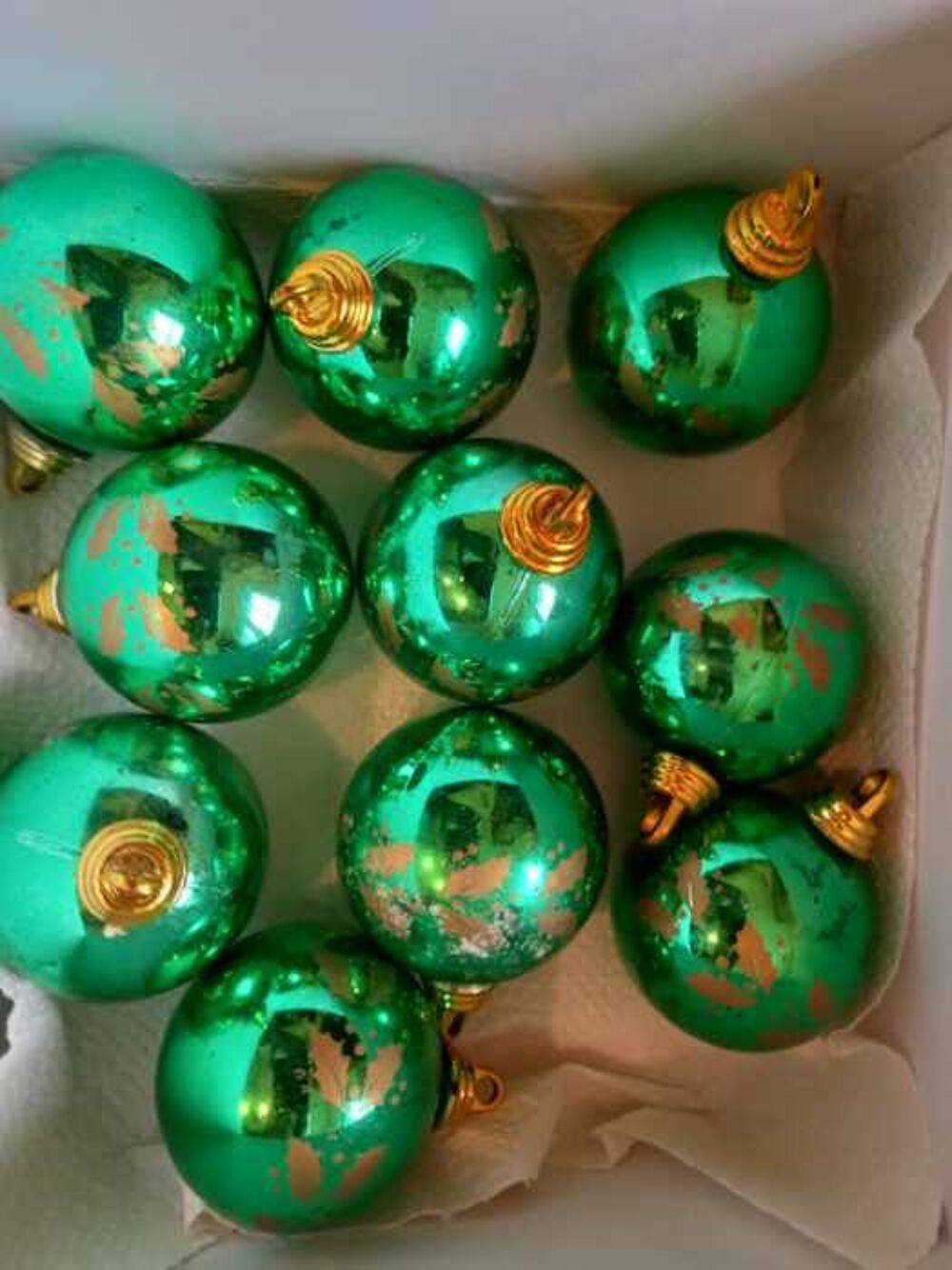 Lot de 10 boules de no&euml;l vertes Décoration