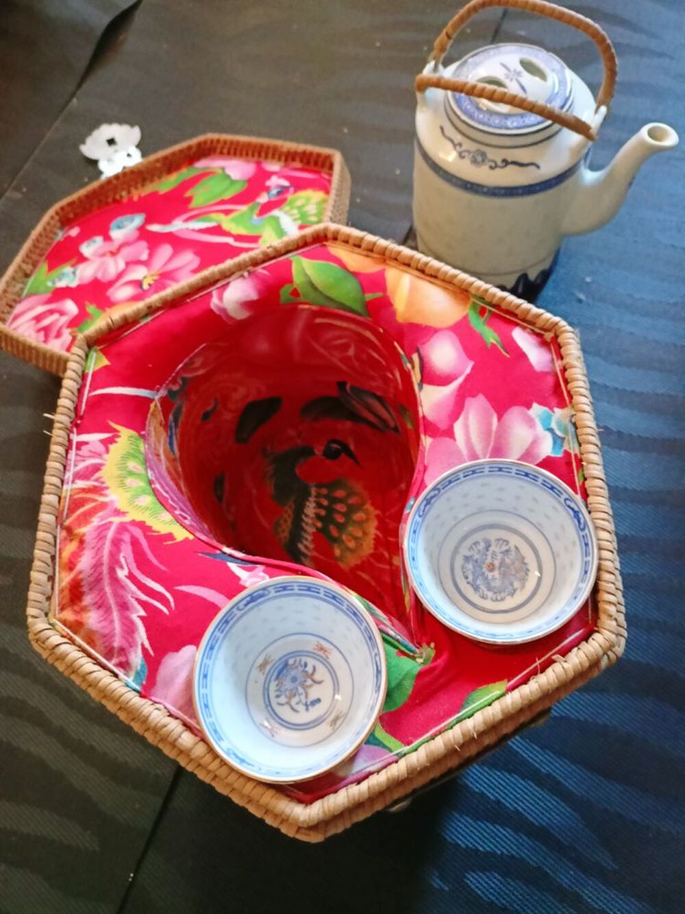 Panier &agrave; th&eacute; en Osier de voyage Décoration