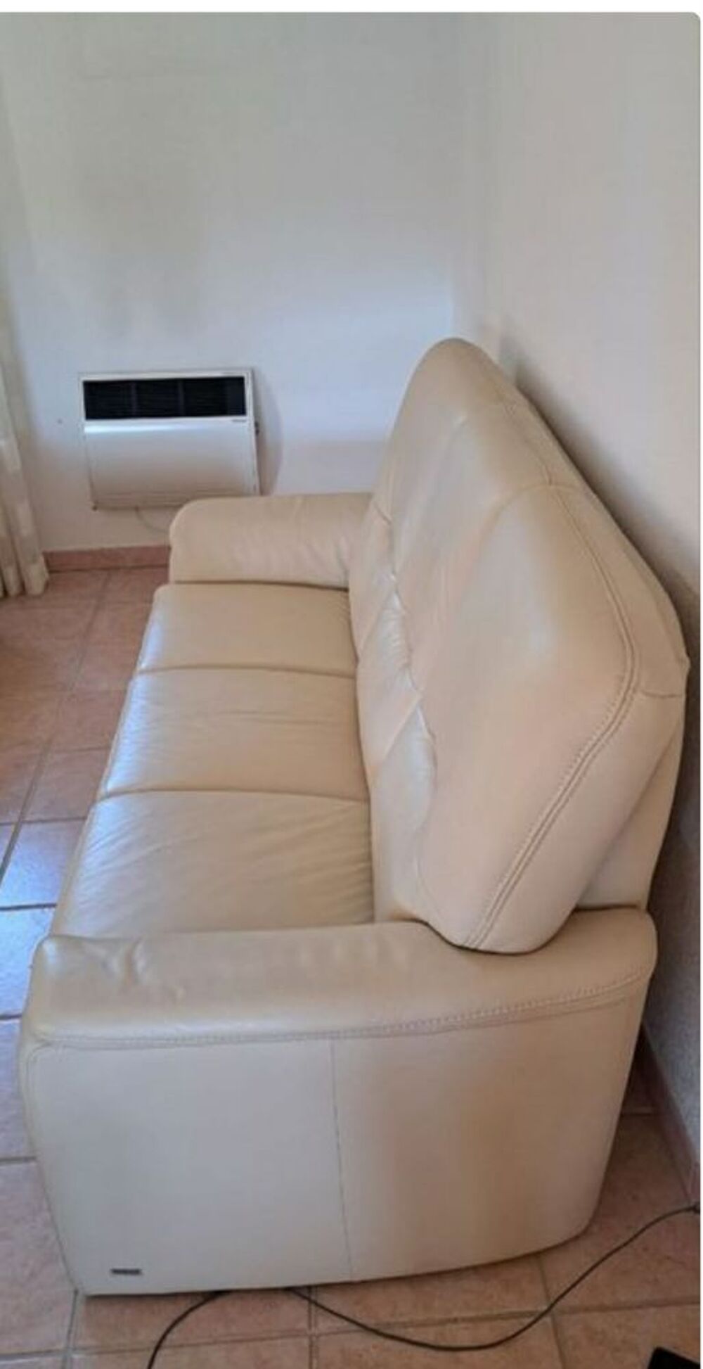 Salon en cuir ivoire Hukla Meubles