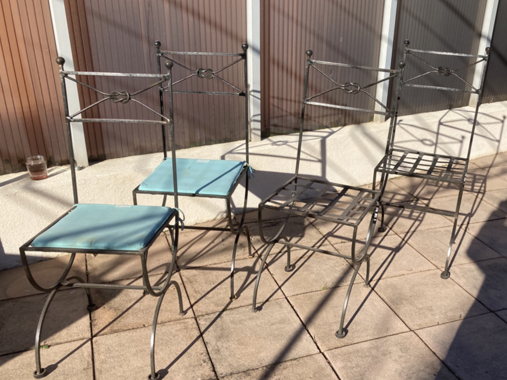 4 chaises en fer forg&eacute; Décoration