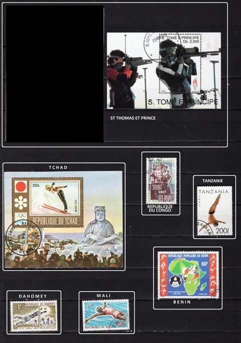 lot de 151 timbres de PAYS du MONDE sur les SPORTS 10 Les Églisottes-et-Chalaures (33)