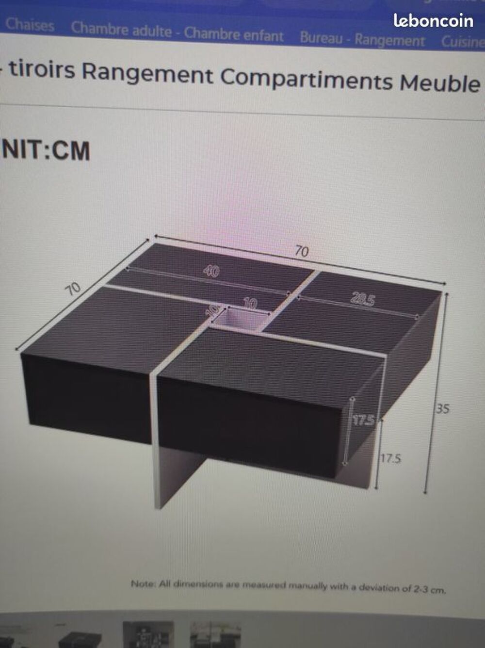table salon noire et blanche NEUVE Meubles