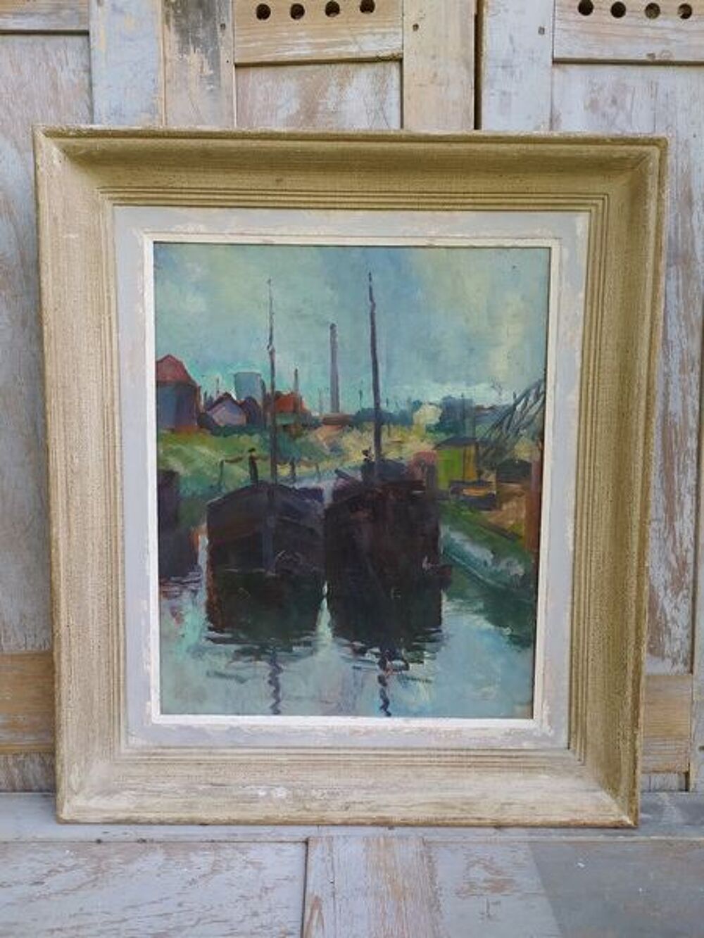 Tableau Marine Bateaux Port Industriel Fauvisme 
