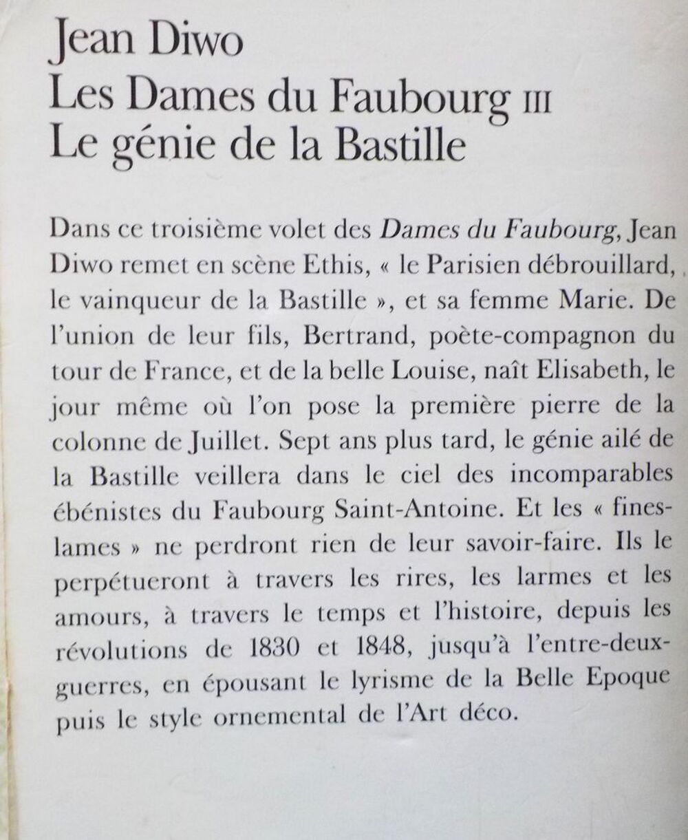 LE GENIE DE LA BASTILLE T3 LES DAMES DU FAUBOURG de J. DIWO Livres et BD