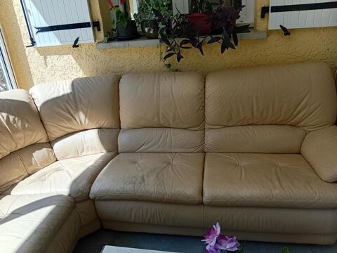 Canapé d'angle cuir beige Robiac-Rochessadoule (30)