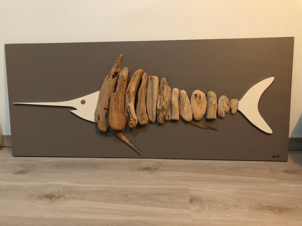 tableau artisanal bois flott&eacute; Décoration