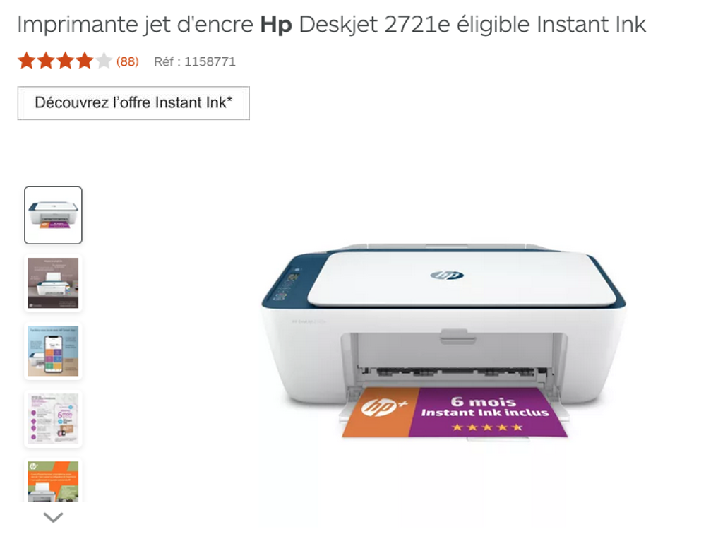 Imprimante jet d'encre HP Deskjet 2721e Matériel informatique