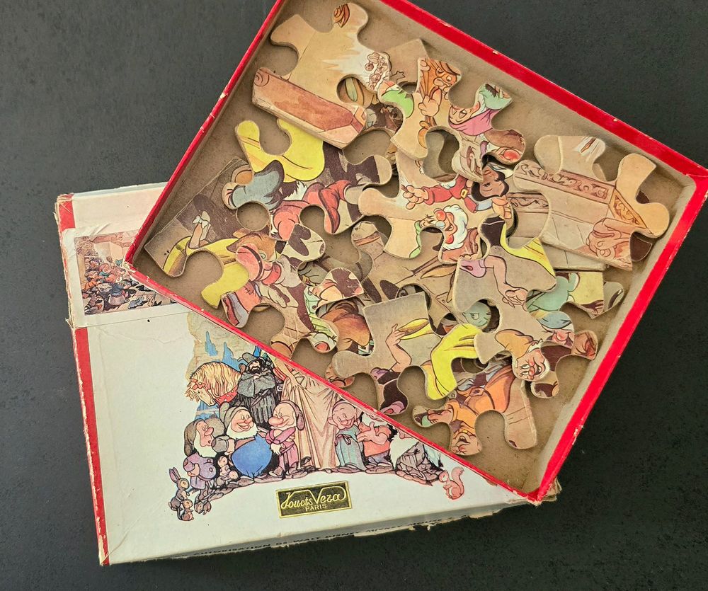 Puzzle en bois de 1958, Blanche neige et 7 nains Walt Disney Jeux / jouets