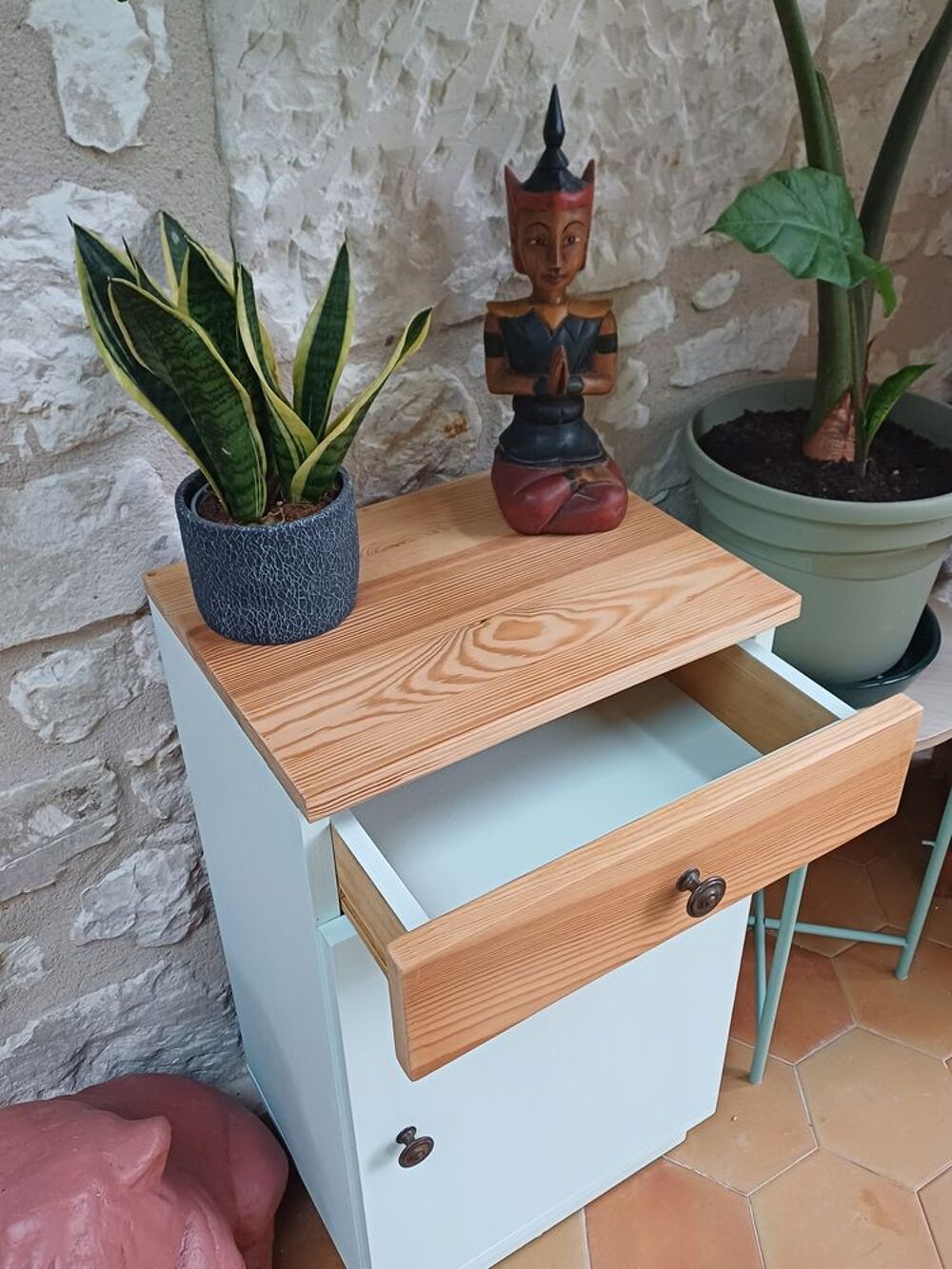 Petit meuble bois clair &amp; vert d'eau doux Meubles