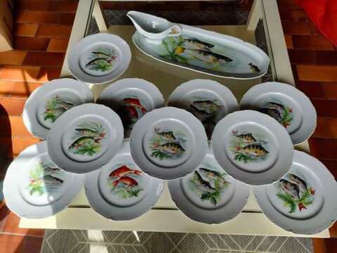 Service de table � poissons en porcelaine de Sologne 30 Marc� (49)