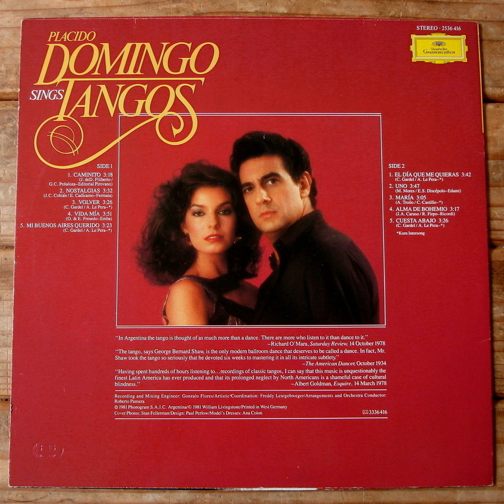 PLACIDO DOMINGO SINGS TANGOS -33t- CAMINOTO-NOSTALGIAS -1981 CD et vinyles
