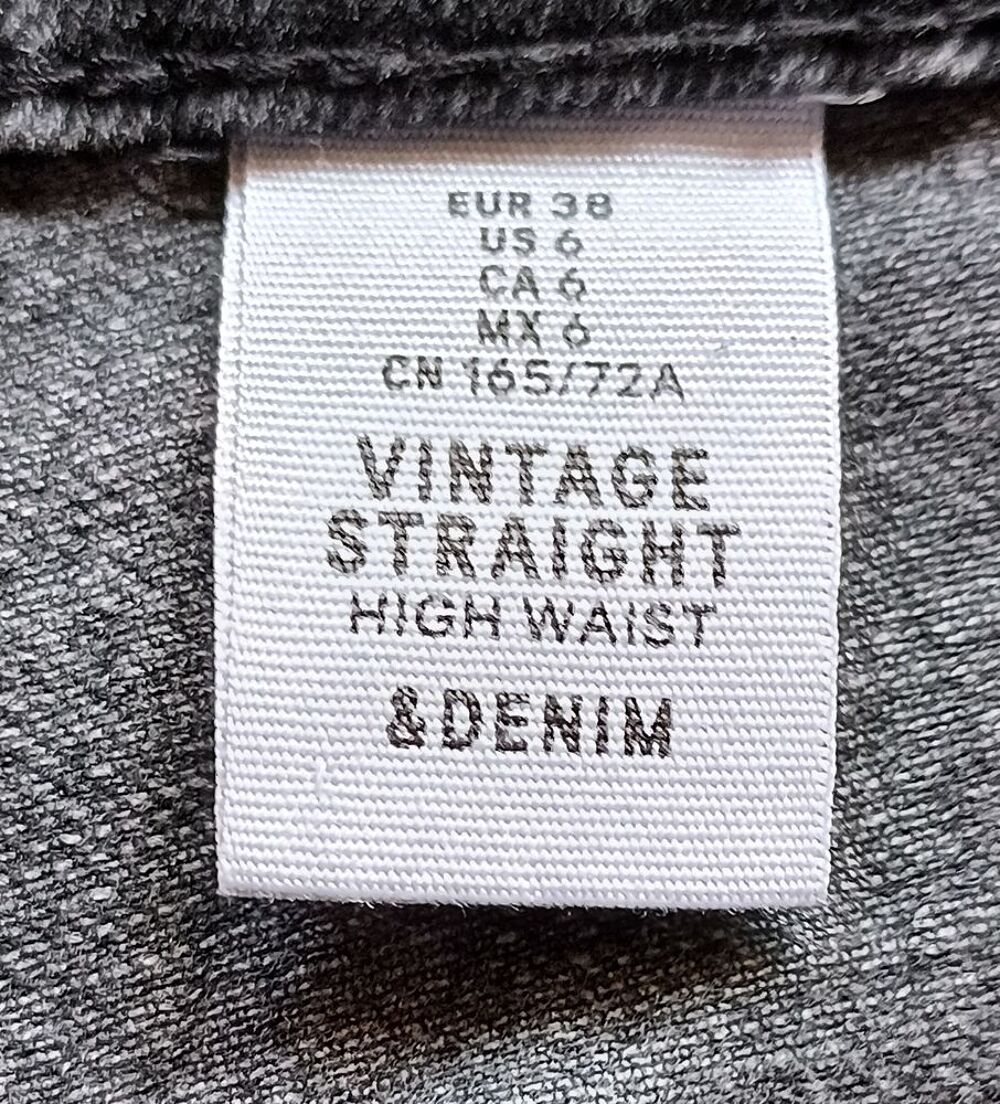 Jean H&amp;M Gris clair Vintage Straight High Waist - T38 - TBE Vêtements