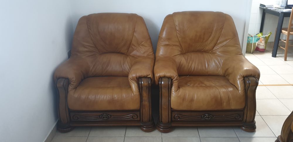 Fauteuils cuir naturel la paire Meubles