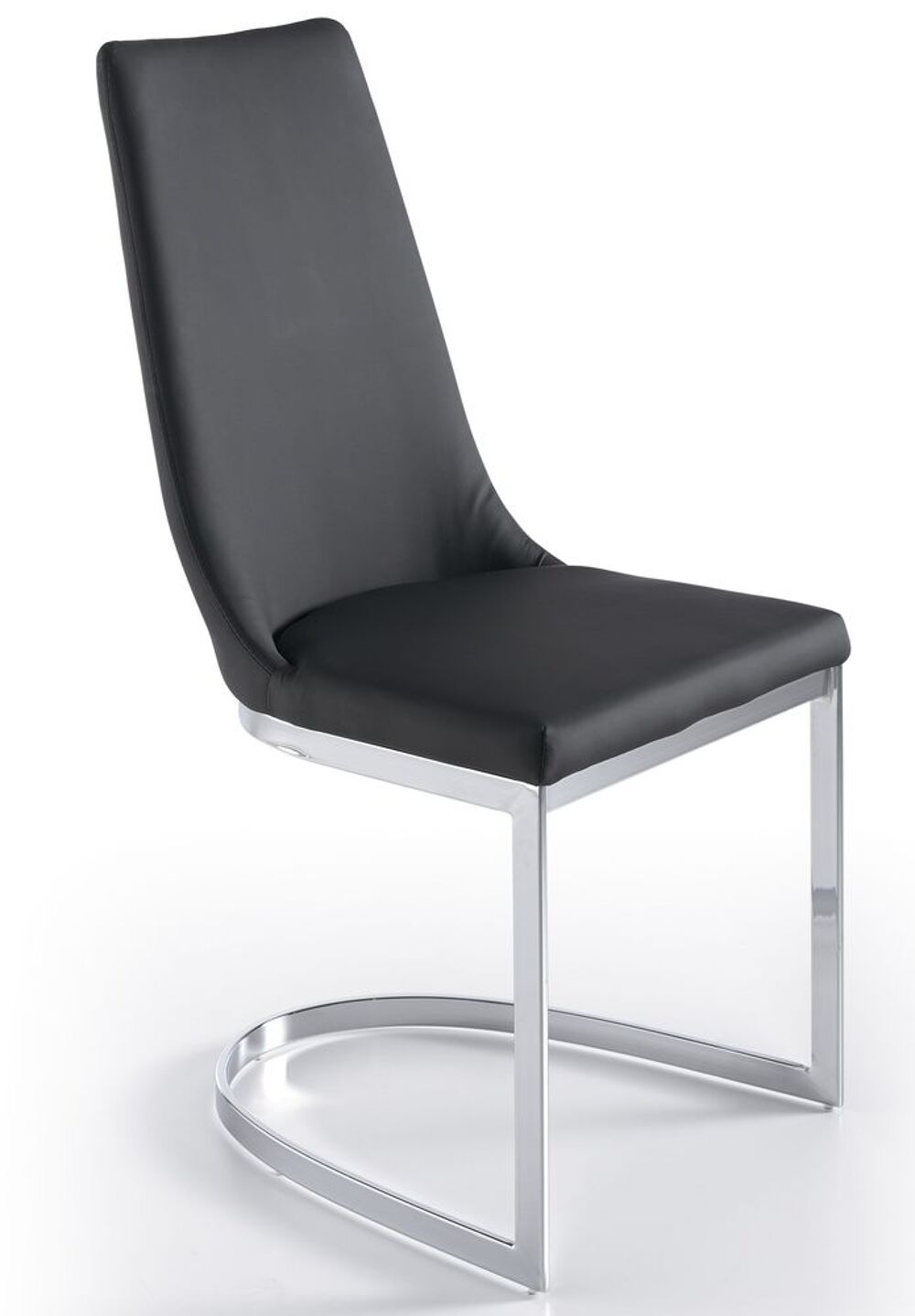 Lot de 4Chaises haut de gamme. Similicuir noir et pieds acie Meubles