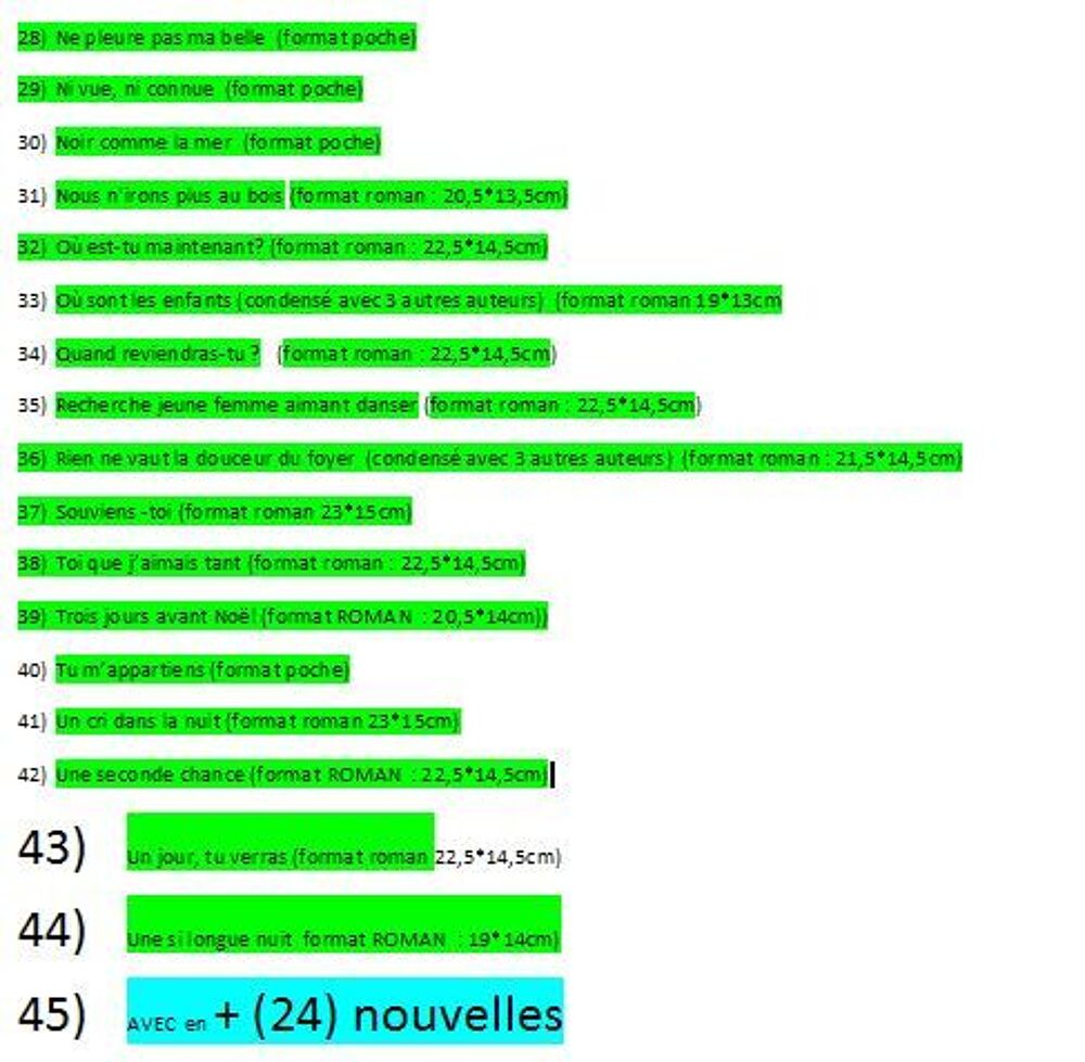 mary HIGGINS CLARK :68 TITRES (intrigues criminelles) Livres et BD