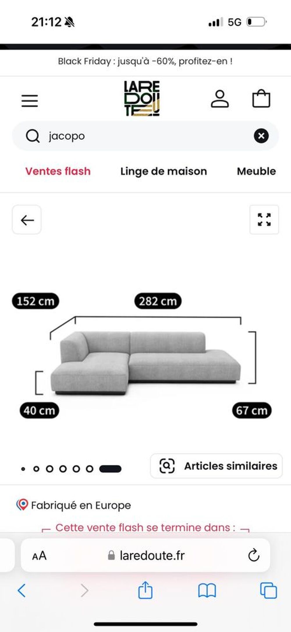Canape AMPM Jacopo Velours Beige Cendr&eacute; Meubles