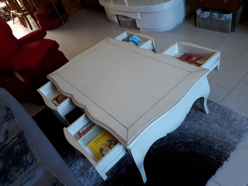 Table basse bois finition ivoire Meubles