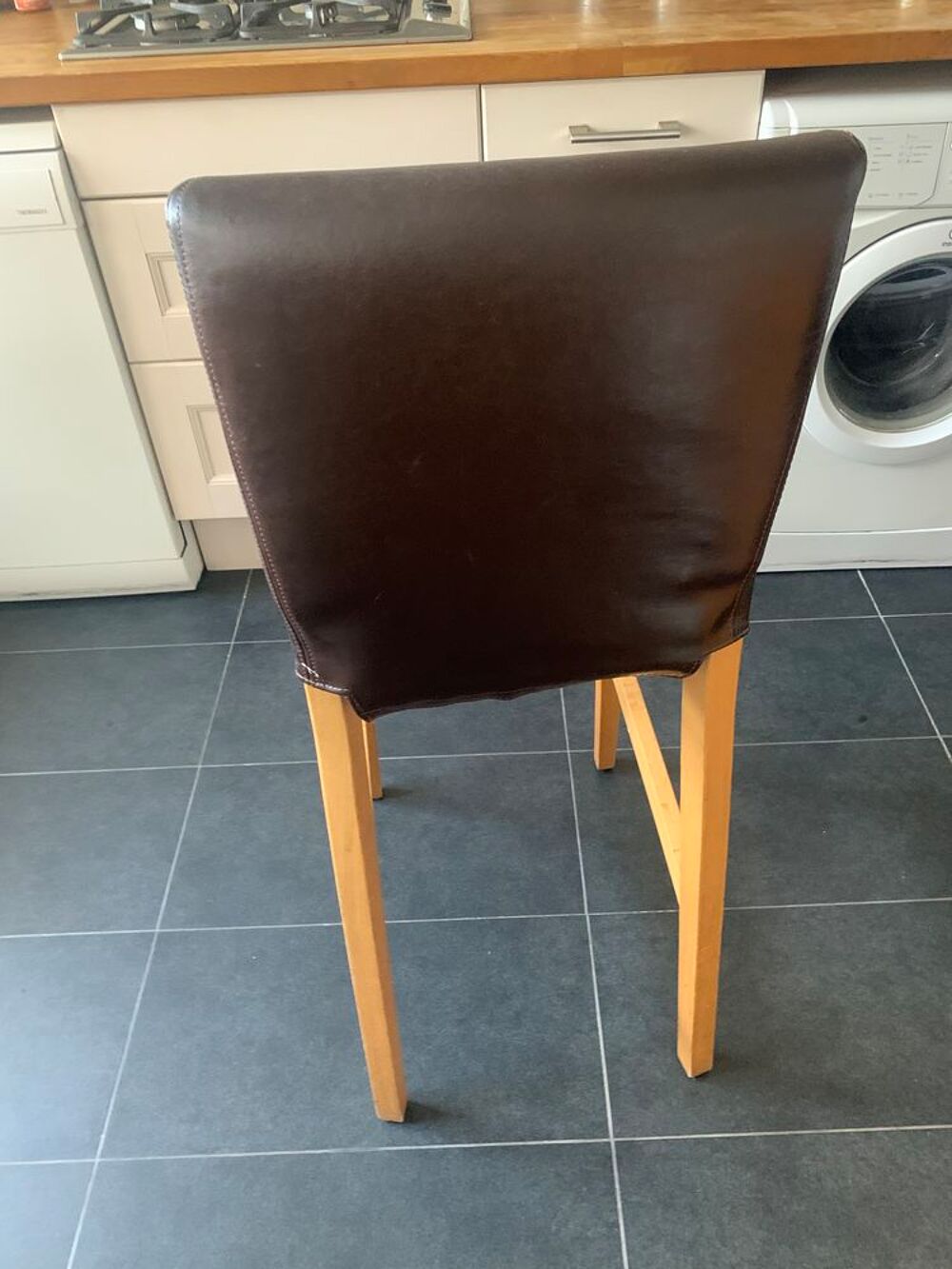 3 chaises de bar cuir marron Meubles