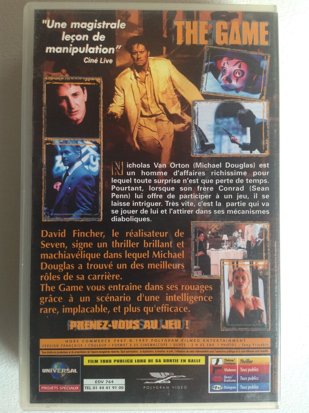 THE GAME SEAN PENN MICHAEL DOUGLAS K7 VIDEO Envoi Possible DVD et blu-ray