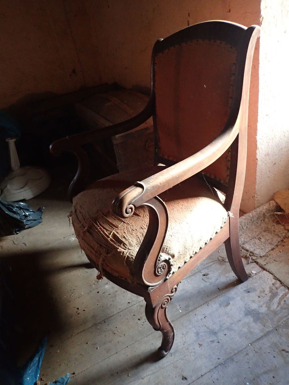 fauteuil bois avec assise et dossier tissu Meubles