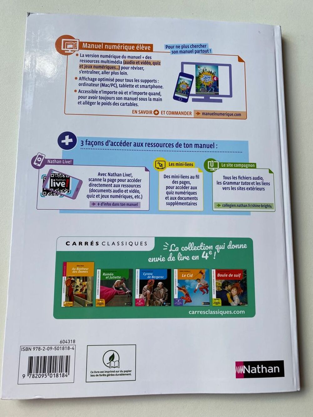 Livre Anglais Snine Bright Niveau 4&egrave;me
Livres et BD