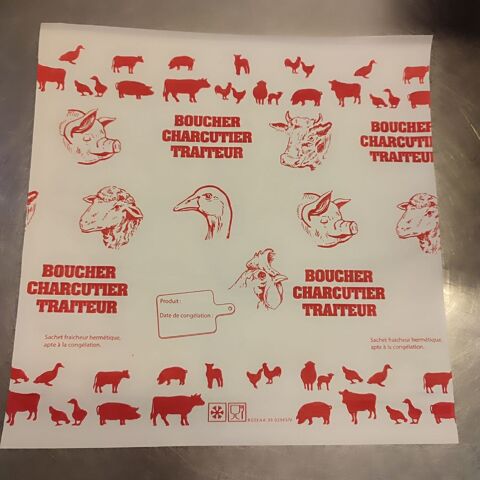 Pochette papier boucherie  fermeture adhesive 25 x 25 cm 30 Lecelles (59)