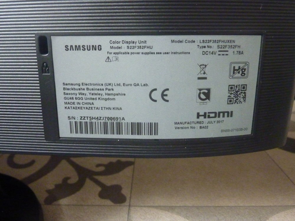 Ecran Samsung S22F352FHU 22 Pouces Matériel informatique