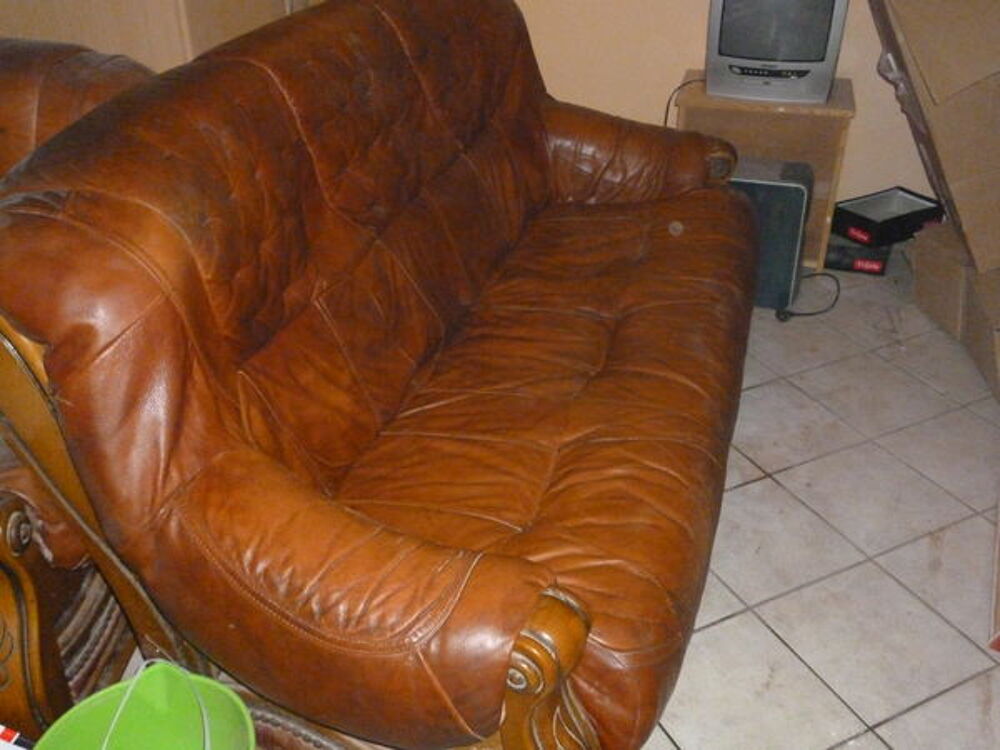 Banquette en cuir et ch&ecirc;ne Meubles