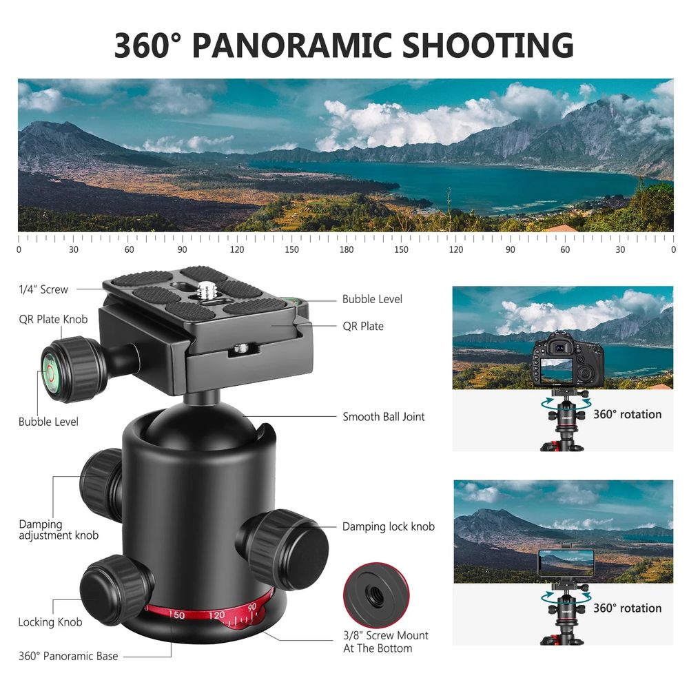 Tr&eacute;pied professionnel NEEWER N284L+G0 avec Monopode Photos/Video/TV