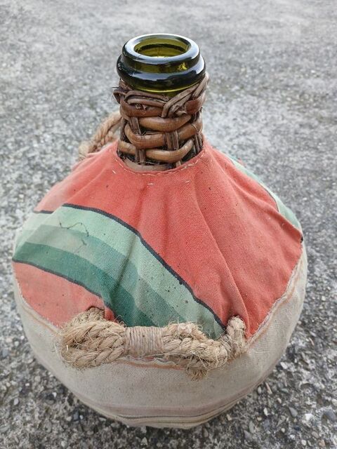 Bonbonne dame-jeanne 5L protection rotin et tissus d�coratif 20 Bagnols-sur-C�ze (30)