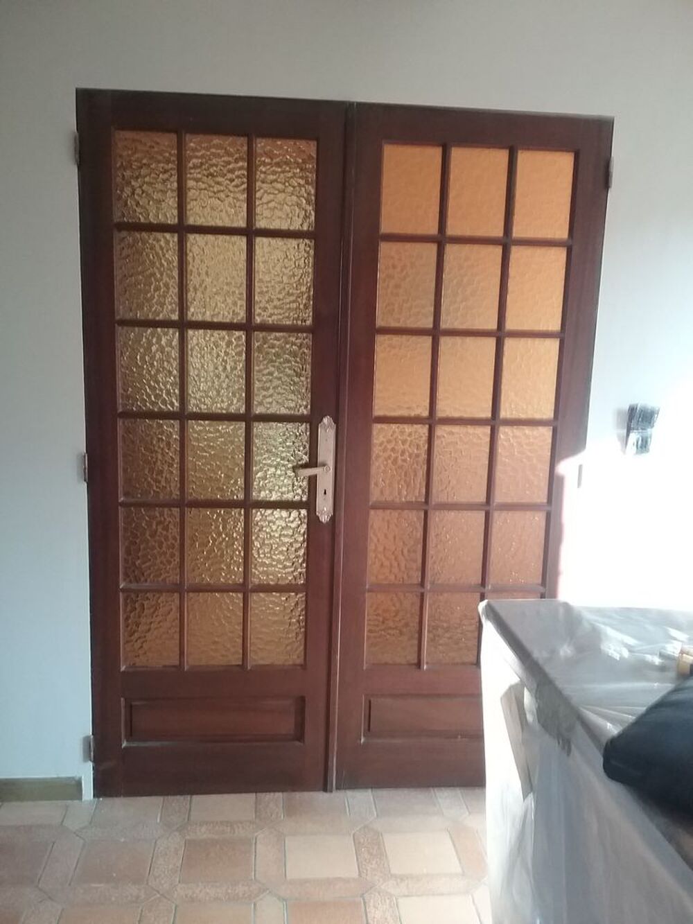 double-porte de s&eacute;paration en ch&ecirc;ne et vitr&eacute;e Meubles