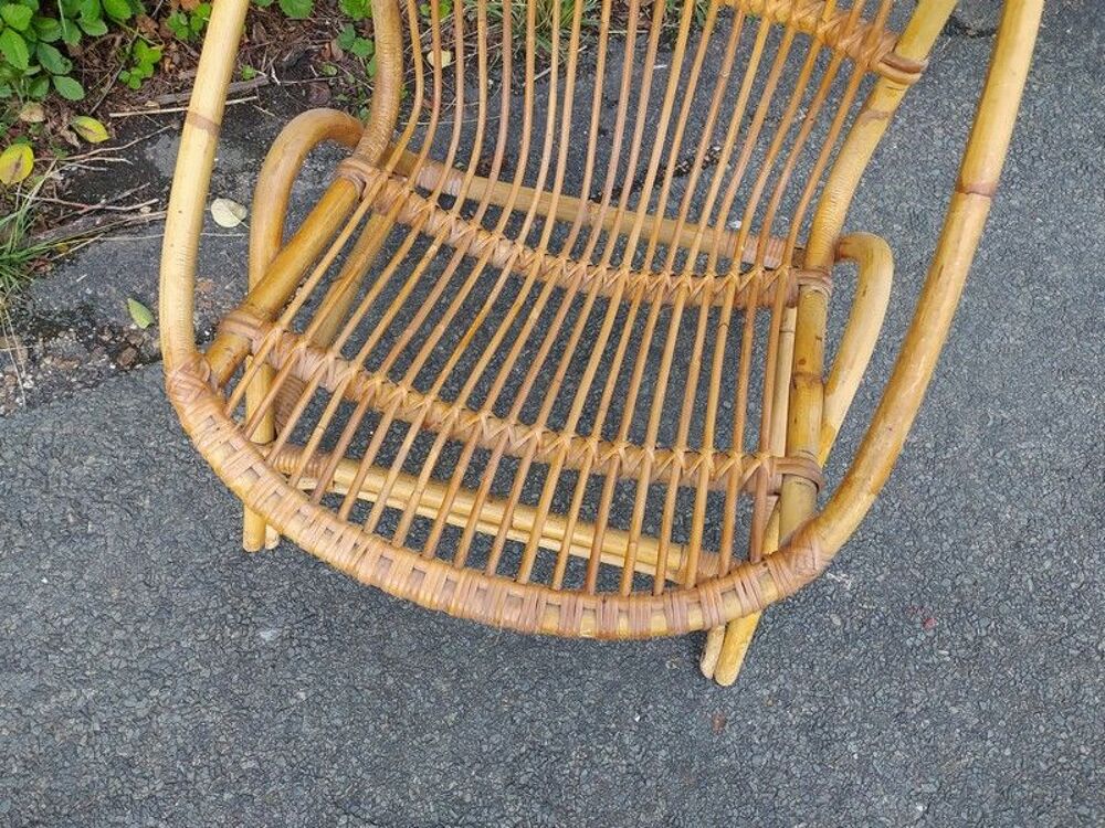 Fauteuil Adulte Rotin Osier Vintage 