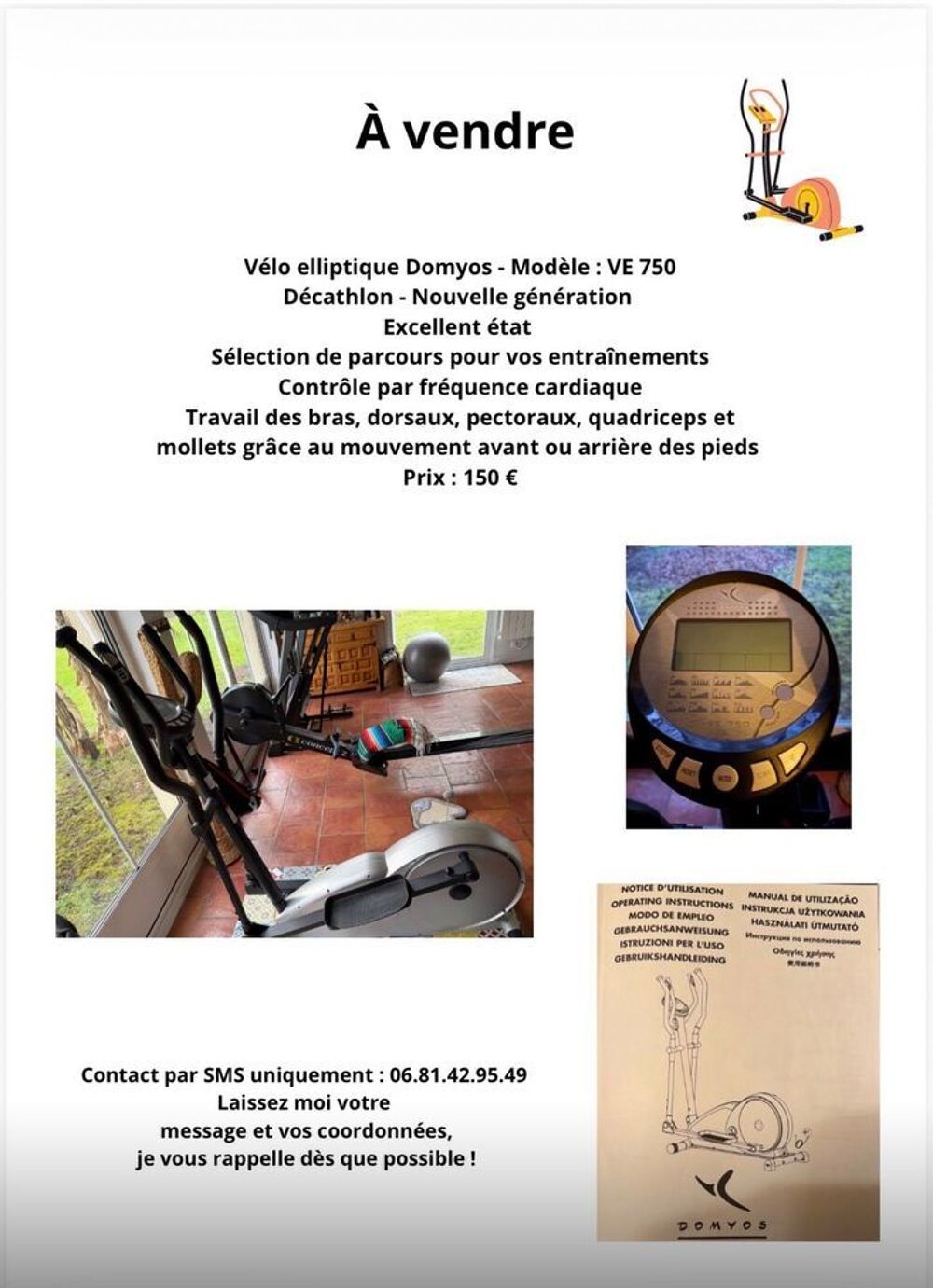 v&eacute;lo elliptique Domyos Vélos