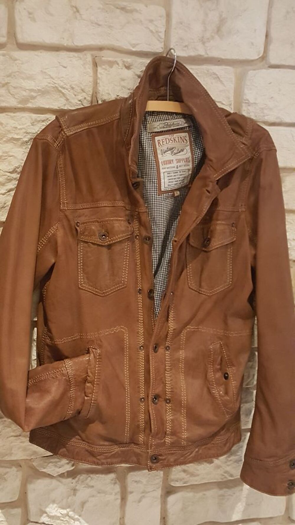 BLOUSON CUIR &quot;REDSKIN AUTHENTIQUE&quot; - MIXTE - COULEUR COGNAC Vtements