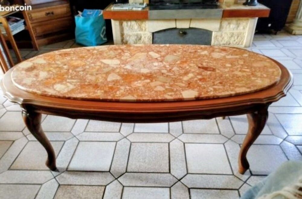 Table basse de salon dessus marbre 118x60 cm. Meubles