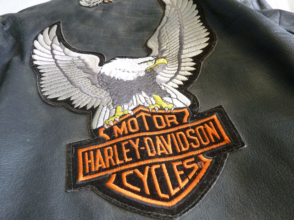 veste cuir veritable homme noir taille 46 TBE style rock USA Vêtements