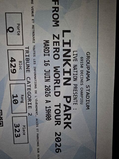 ticket concert Linkin Park � Lyon 90 Saint-Marcellin-en-Forez (42)
