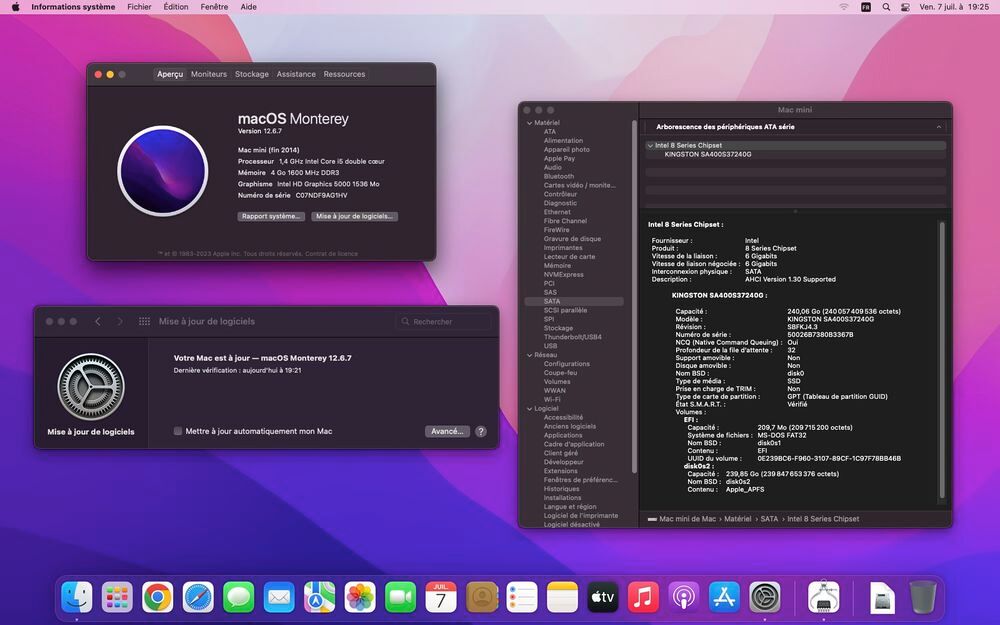 Apple Mac Mini, Intel Core i5 1,4 &agrave; 2,7 GHz, RAM 4 Go, SSD Matériel informatique
