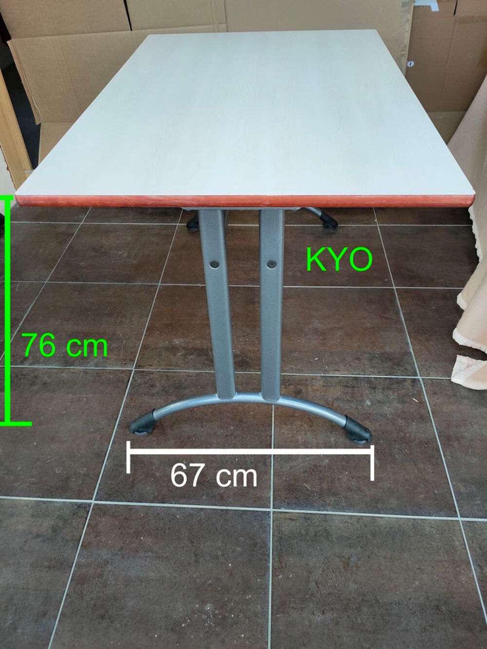 Table rectangulaire bureau 120x80cm, bois m&eacute;tal blanc beige Meubles