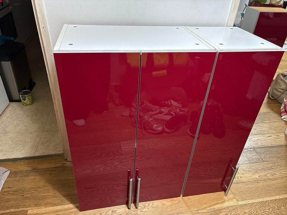 Lot de 5 meubles hauts de cuisine IKEA rouge laqu&eacute;" Meubles