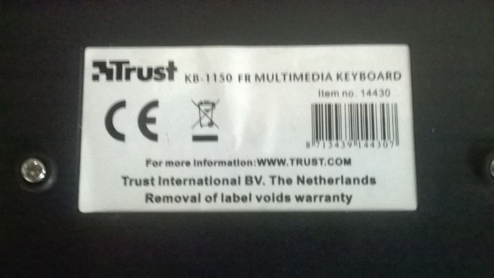Clavier 
MULTIMEDIA 
KEYBOARD KB-1150 
Marque Trust 
Cla Matériel informatique