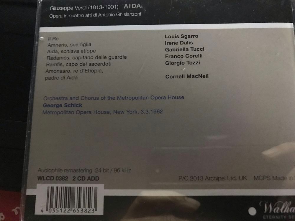 AIDA Guiseppe VERDI WALHALL CD et vinyles