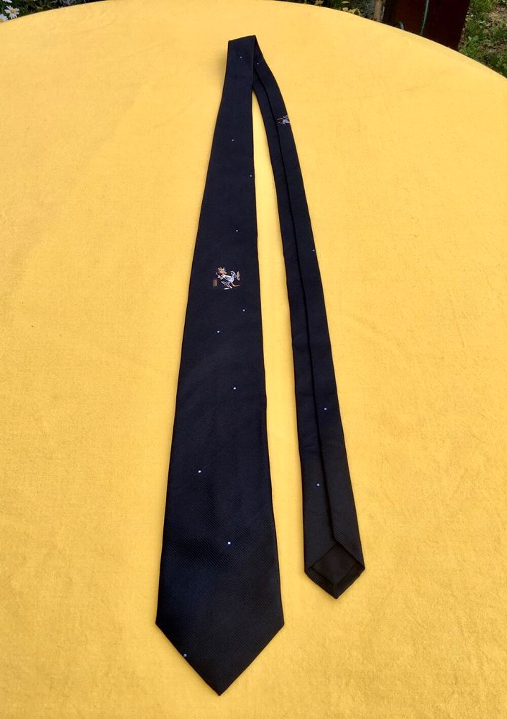 Cravate authentique ASCOT noire &agrave; motif plac&eacute; neuve100% soie Vêtements
