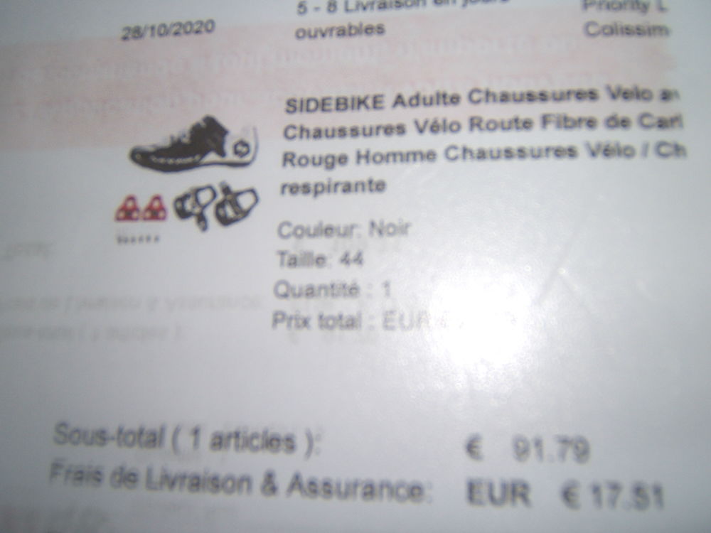 chaussures v&eacute;lo Route Fibre de carbone SIDEBIKE taille Chaussures