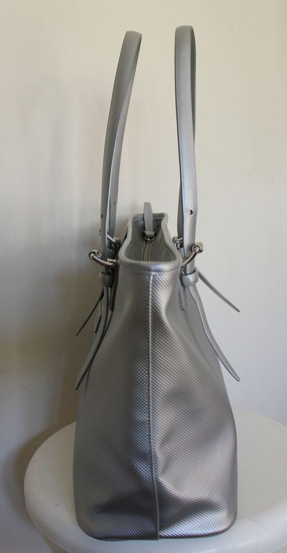 Sac toile et cuir argent LONGCHAMP Maroquinerie